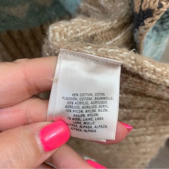 Anthropologie Sleeping On Snow Qullins Jacquard Sweater Duster Sleeveless Tan - Picture 11 of 14